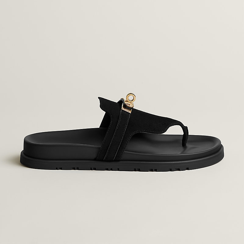 【新作】HEMRESケリーバックル付Empire サンダル レザーブラック 話題】Hermes ケリーバックルサンダルEmpire sandal (HERMES